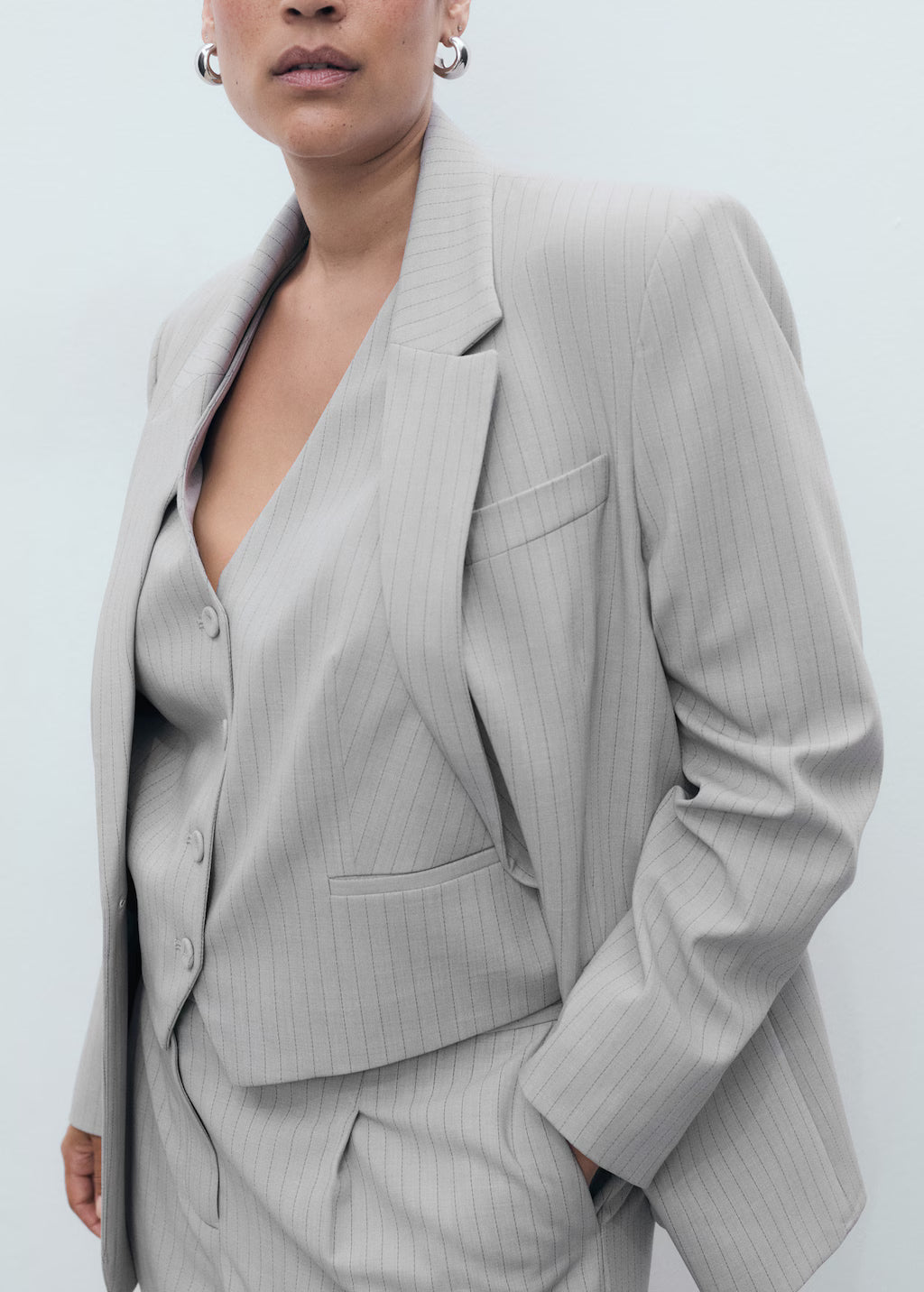 Pinstriped suit vest